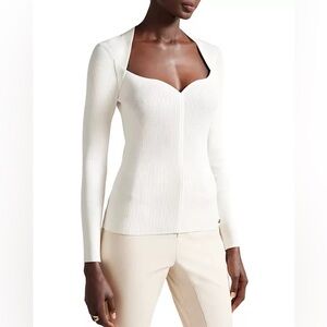 Ted Baker‎ NWT Helenh Sweetheart Neckline Ivory Cream Knit Top Size UK 5 US 12